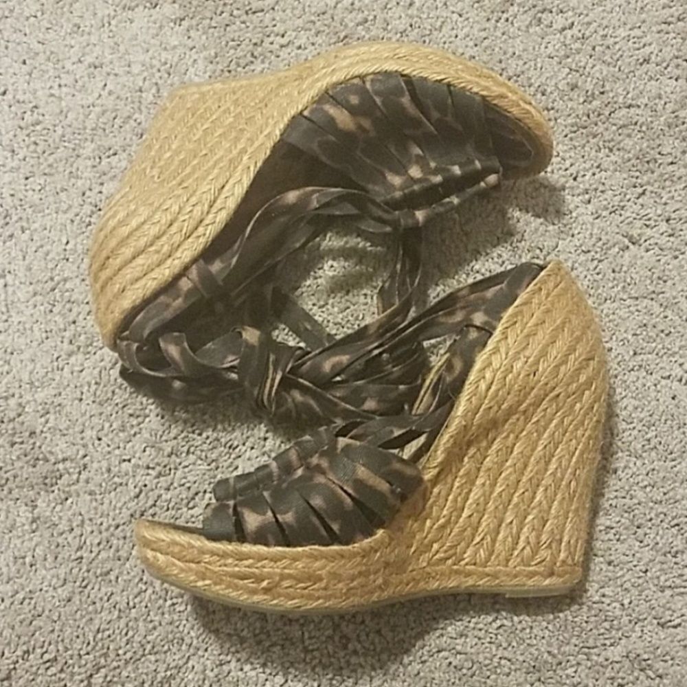 Sam Edelman Lexi Cheetah Leopard Animal Print Espadrille Platform Wedge 7.5 - Picture 3 of 7
